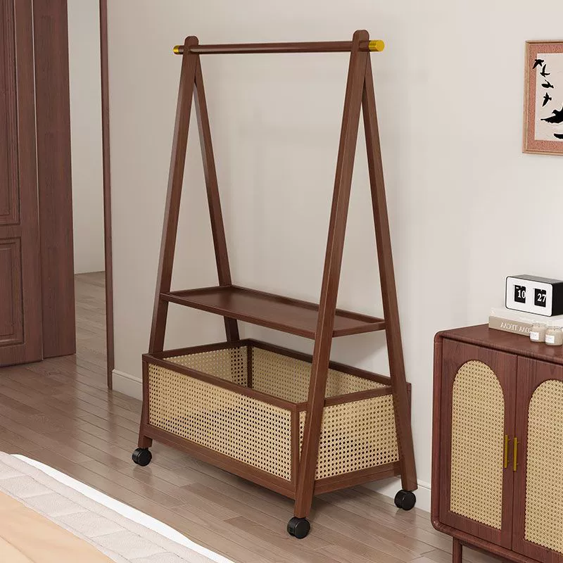 Вертикальная вешалка для одежды, напольная простая стойка для хранения в спальне, вешалка для одежды из цельного дерева, бытовая многофункциональная вешалка для одежды для хранения одежды