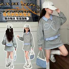 女童连衣裙春秋2025新款洋气儿童运动时髦女大童春装卫衣裙子套装