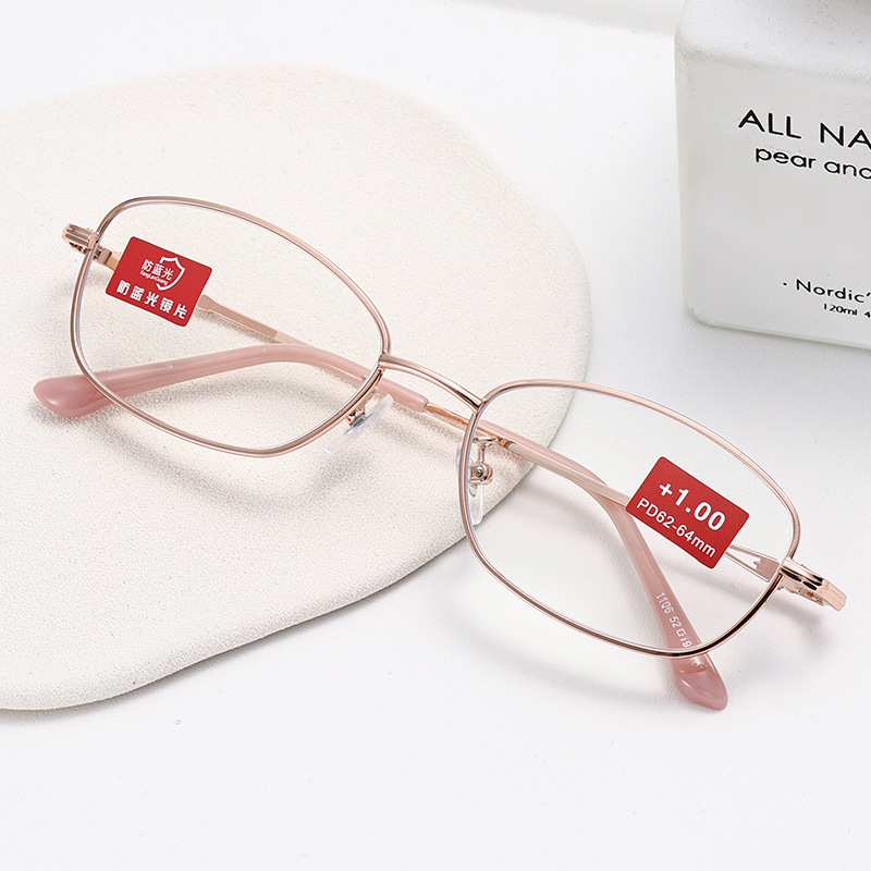 New Metal Reading Glasses Ultra-Light Retro Reading Glasses Frame Women's Anti-Blue Light Reading Glasses Frame Wholesale