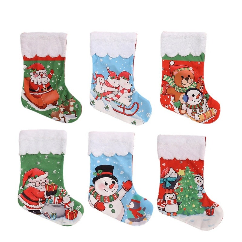 国境を越えた新しいクリスマス装飾ぬいぐるみクリスマスソックスギフトバッグ老人雪だるまヘラジカ柄ギフトバッグ|undefined