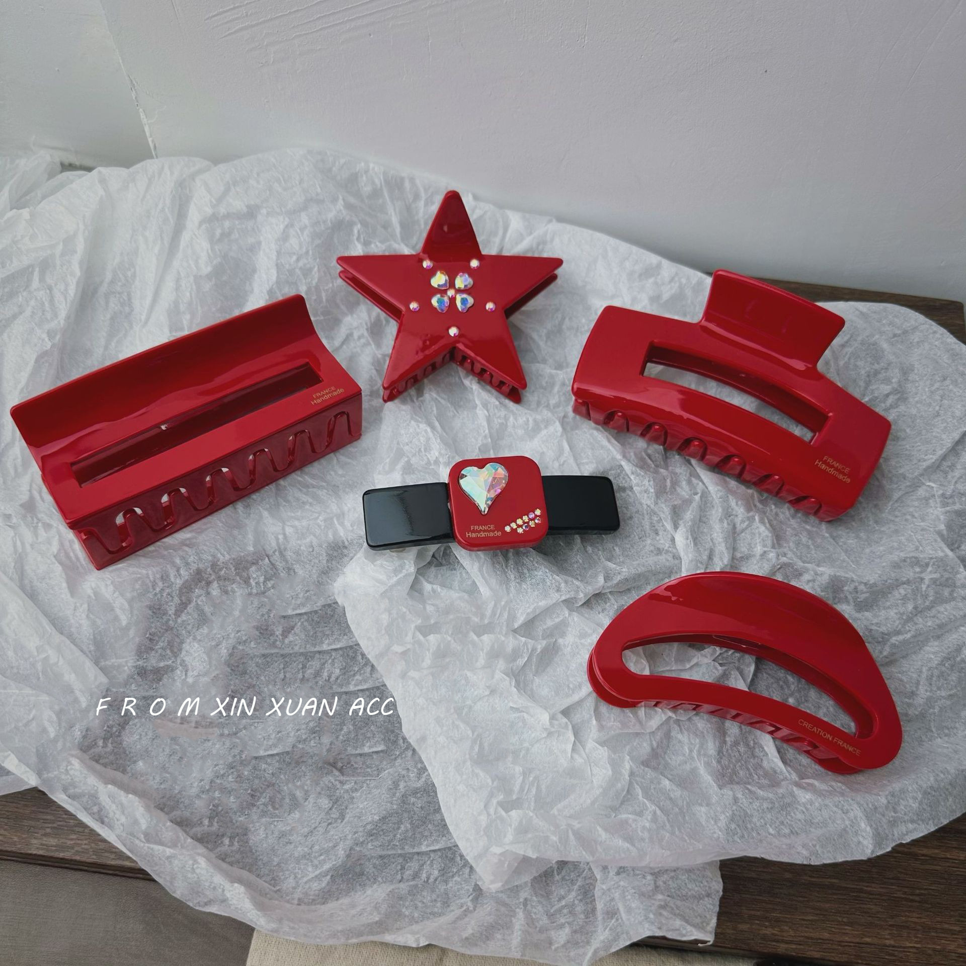 Fermaglio per capelli rosso vintage, fermaglio per capelli in stile francese avanzato, accessorio per capelli rosso vino per donne, capodanno, Natale_voghion.com
