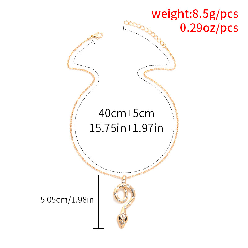 fashion simple gold-plated crystal snake-shaped alloy necklace
