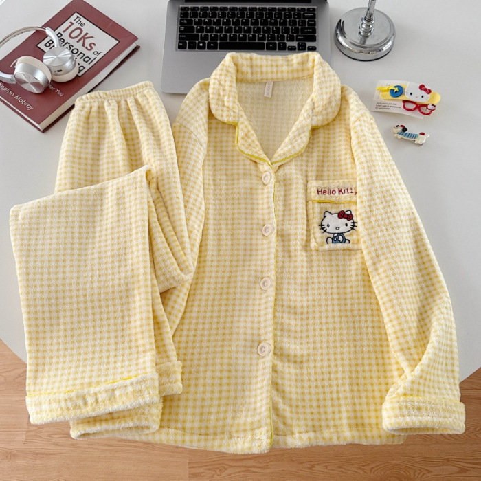 珊瑚绒睡衣女冬天加绒可爱少女网红风秋冬季新款法兰绒家居服批发|undefined