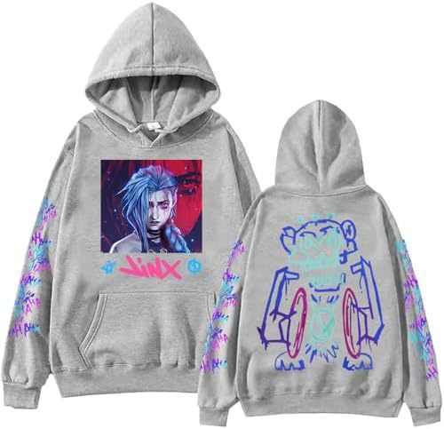ElegancwCLOW Anime Arcane-Jinx Hoodie Harajuku Hip Hop Pullo
