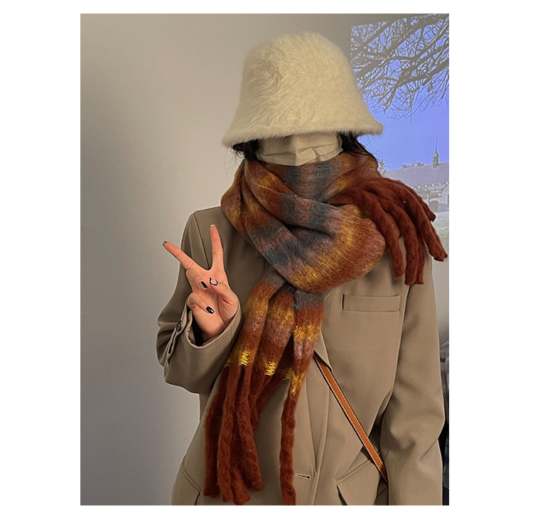 Instagram Coole Atmosphäre ~ Gebürstete Farben für Herbst und Winter Schal Modeartikel Wärme Geschenk Dicke Quasten_voghion.com