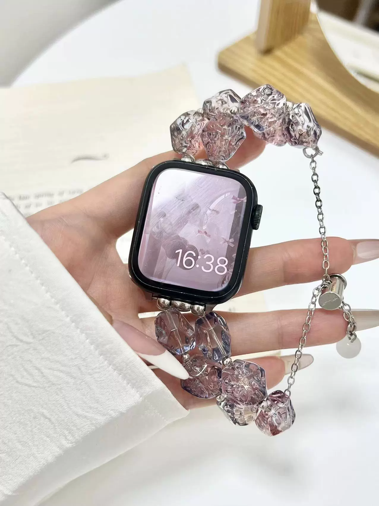 Кристальный ремешок-молния, подходит для Apple Watch, ремешок iWatch9/S8/SE/5/6
