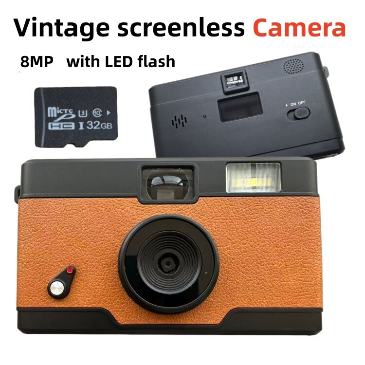Cross-border English Version Retro Screenless Digital Camera 8MP LED Flash HD Photography TF Card Storage CDFJ