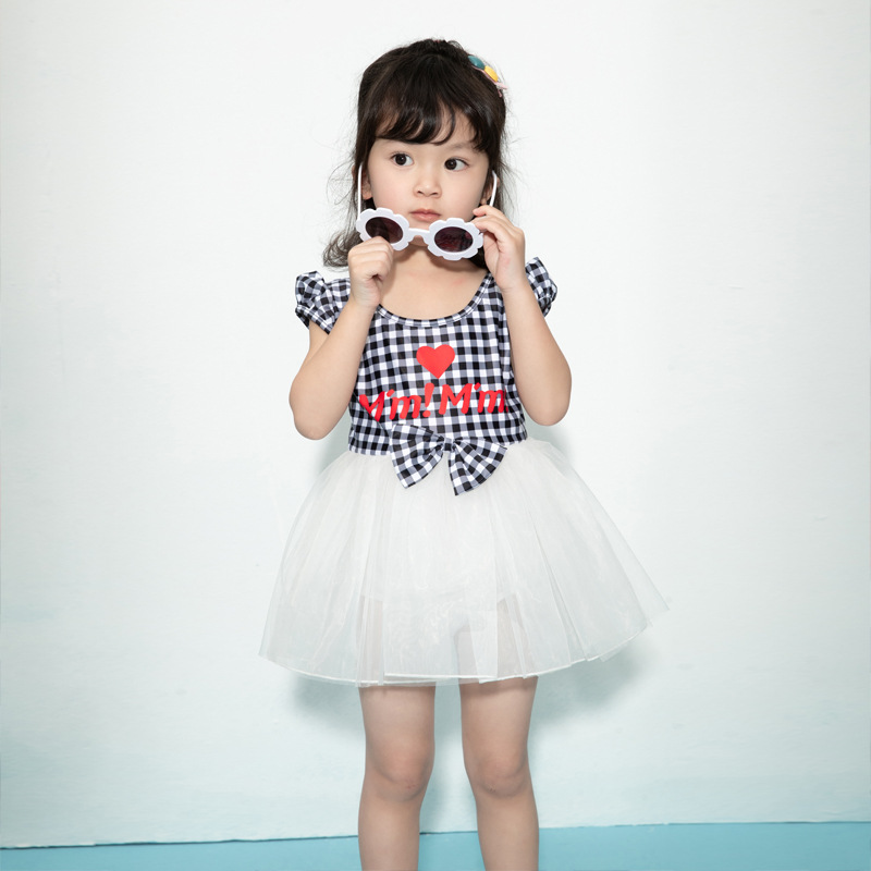 Girls' Swimwear 2024 New Leisure Vacation Children's Cute Foreign Style Princess Ponte Skirt Vacation Swimwear