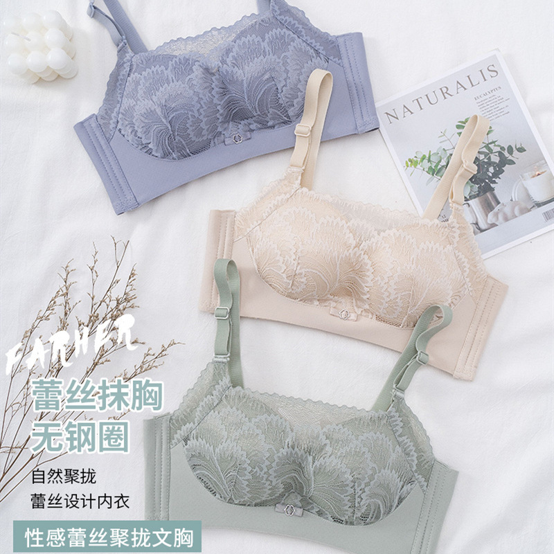 Special Offer: Xianluo Lace Bandeau Bra for Women, Medium-Thick Cup, Small Chest Push-Up, Wireless, Sexy Lace Bra