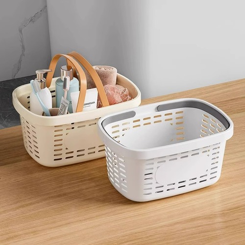 Bath basket, hand basket, basket, bath basket, wash basket, bathroom supplies storage box, women's and men's bath blue dormitory
