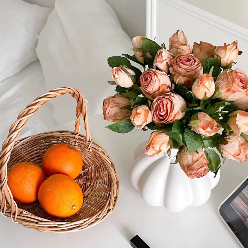 轻奢保加利亚高花玫瑰花把束客厅花艺摆件电视柜餐桌花束假花摆设