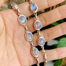 尼泊尔风格银饰民族风手工镶嵌高档宝石日光石彩虹月光石手链新款