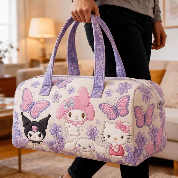 2026 New Digital Printed Sanrio Kuromi Hello Kitty Short-Distance Portable 3D Travel Bag Multi-Functional Sports Bag