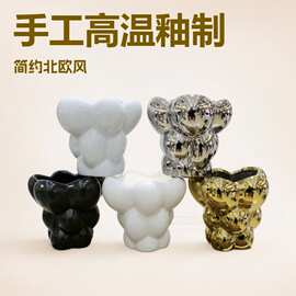 陶瓷花盆批发时尚创意花器园艺工艺网红款蝴蝶兰仿真花北欧花艺