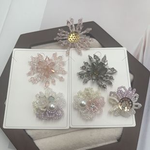Chanel-Style Gentle Pearl and Rhinestone Flower DIY Handmade Woven Hair Accessories and Earring Materials Wholesale Hair Clips
