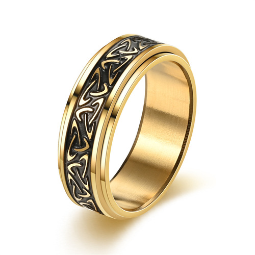 Retro Celtic knot titanium steel rotating ring ring for men and women decompression titanium steel ring hand jewelry wholesale couple jewelry