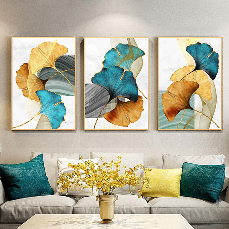 Amazon portal abstracto cuelga pintura pulverización lienzo ginkgo núcleo de pintura de decoración de sala de estar nórdica pintura mural sin marco