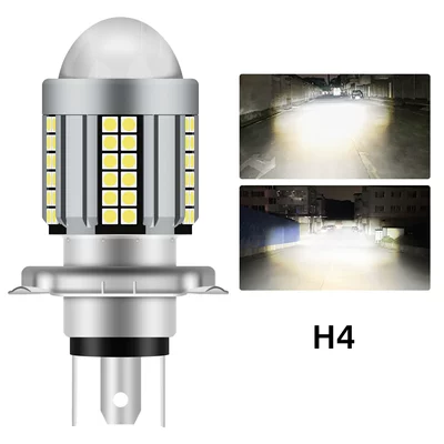 High-Brightness Motorcycle Led Headlight H4 H6 Ba20D Electric Vehicle Light with Integrated High and Low Beam, White and Yellow Dual-Color Spotlight (Motorcycle headlights, headlights) - h4-white
