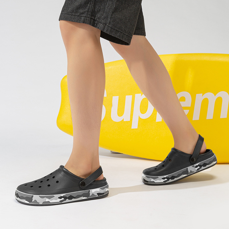 Zapatos de playa para hombre de moda de camuflaje de verano zapatos con agujeros de EVA al aire libre sandalias de Baotou transfronterizas huecas y transpirables