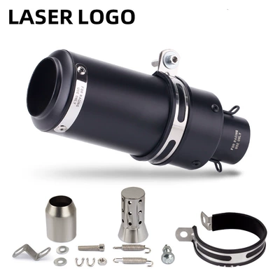 Motorcycle exhaust pipe: with Silencer Modified Exhaust - all-black-with-strip-51mm