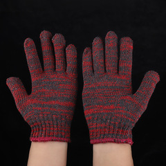 Wholesale Red Flower Safety Gloves 800g Thick Knitted Cotton Yarn Gloves Durable Slip-Resistant Industrial Protective Gloves