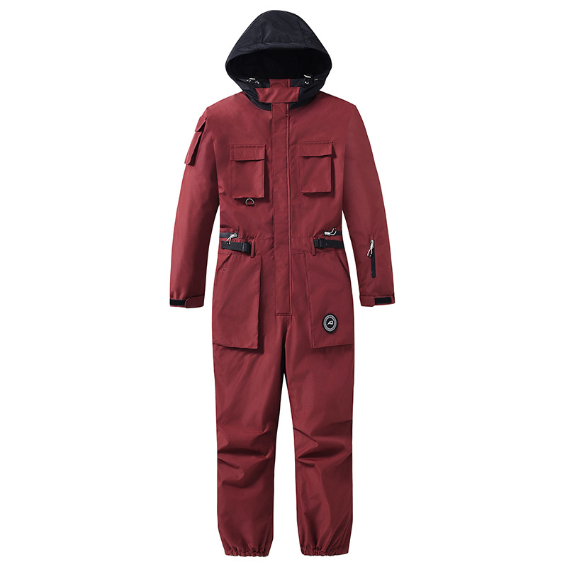 Traje de esquí de una pieza de los hombres y mujeres de invierno suelto al aire libre a prueba de viento impermeable cálido traje de esquí de chapa de una sola pieza