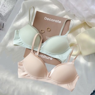 JCSILK Satin Stitching French Sexy Triangle Cup Micro Gathering Non-rimmed One-piece Bra