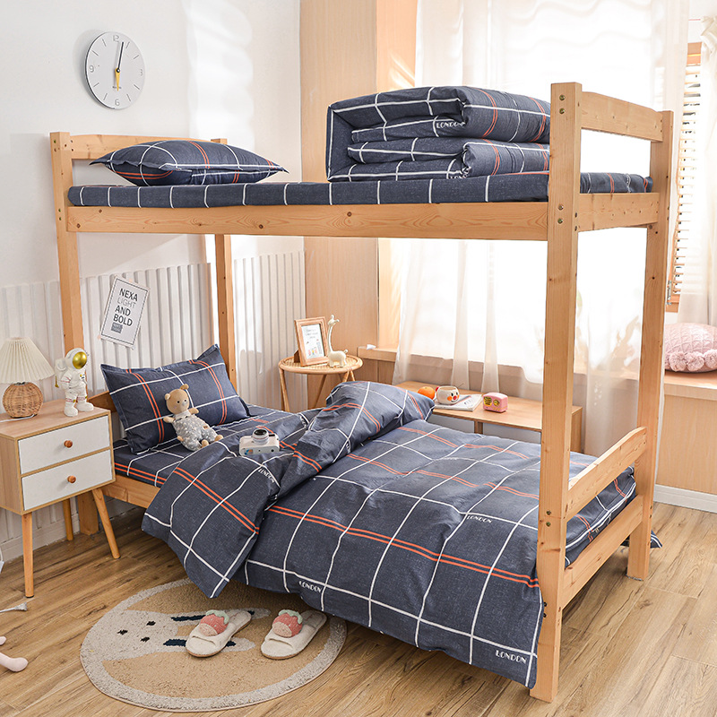 Juego de sábanas y funda nórdica de tres piezas, sábana ajustable de clase A, cama individual de dormitorio de algodón puro, ropa de cama escolar, ropa de cama para estudiantes