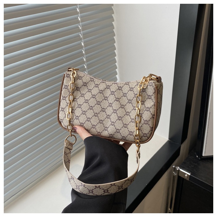 Trendy 2025 Best-Selling Retro Print Women's Bag, Fashionable High-End Crescent Bag, Simple Versatile Shoulder Bag, Underarm Bag