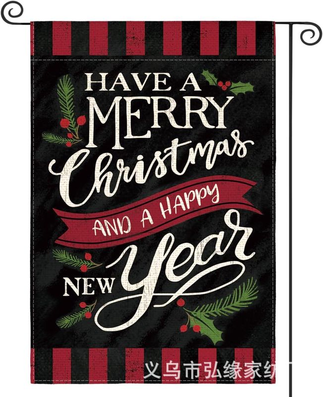 アマゾンの新しいクリスマスガーデン旗水彩シリーズの模様両面印刷クリエイティブクリスマス風雰囲気旗|undefined