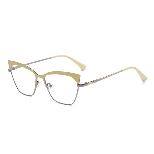  new cross-border fashion metal cat-eye color-changing anti-blue light eyebrow frames can be equipped with myopia glasses frames