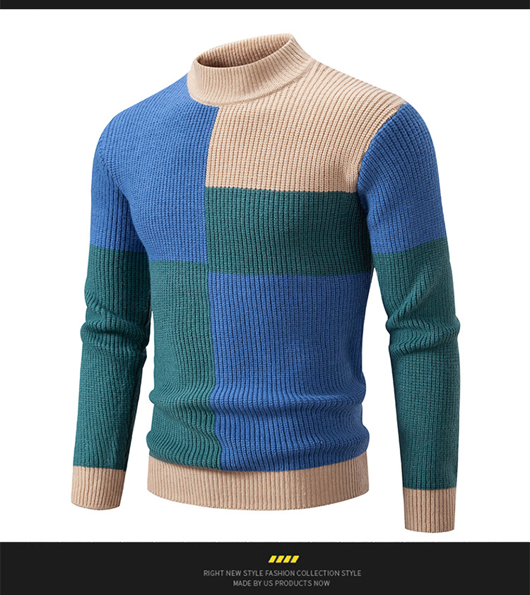 Vintage Inspired Mock Neck Sweater For Men Soft Knit Pullover_voghion.com