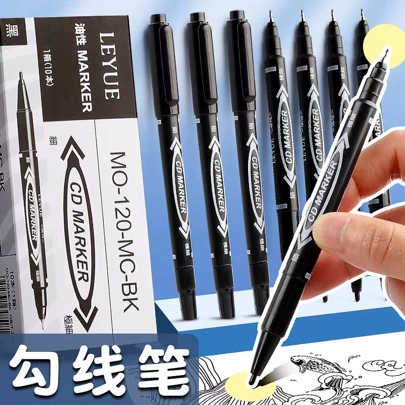 Маленькая двусторонняя крючковая ручка для студенческой живописи, художественная работа на водной основе, 120 черных маркеров, оптовая продажа большой емкости