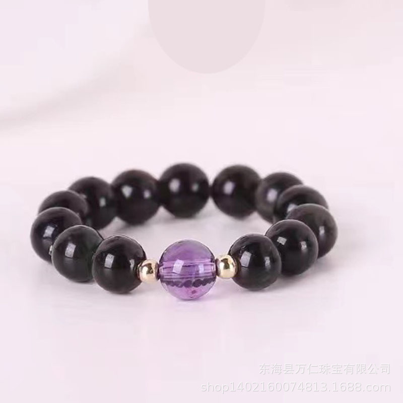 水晶多巴胺戒指女小眾設計個性串珠食指戒感時尚彩色可愛閉口指環