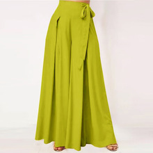 春秋季新款后腰松紧阔版系带休闲宽松直筒阔腿裤女长裤跨境大爆款
