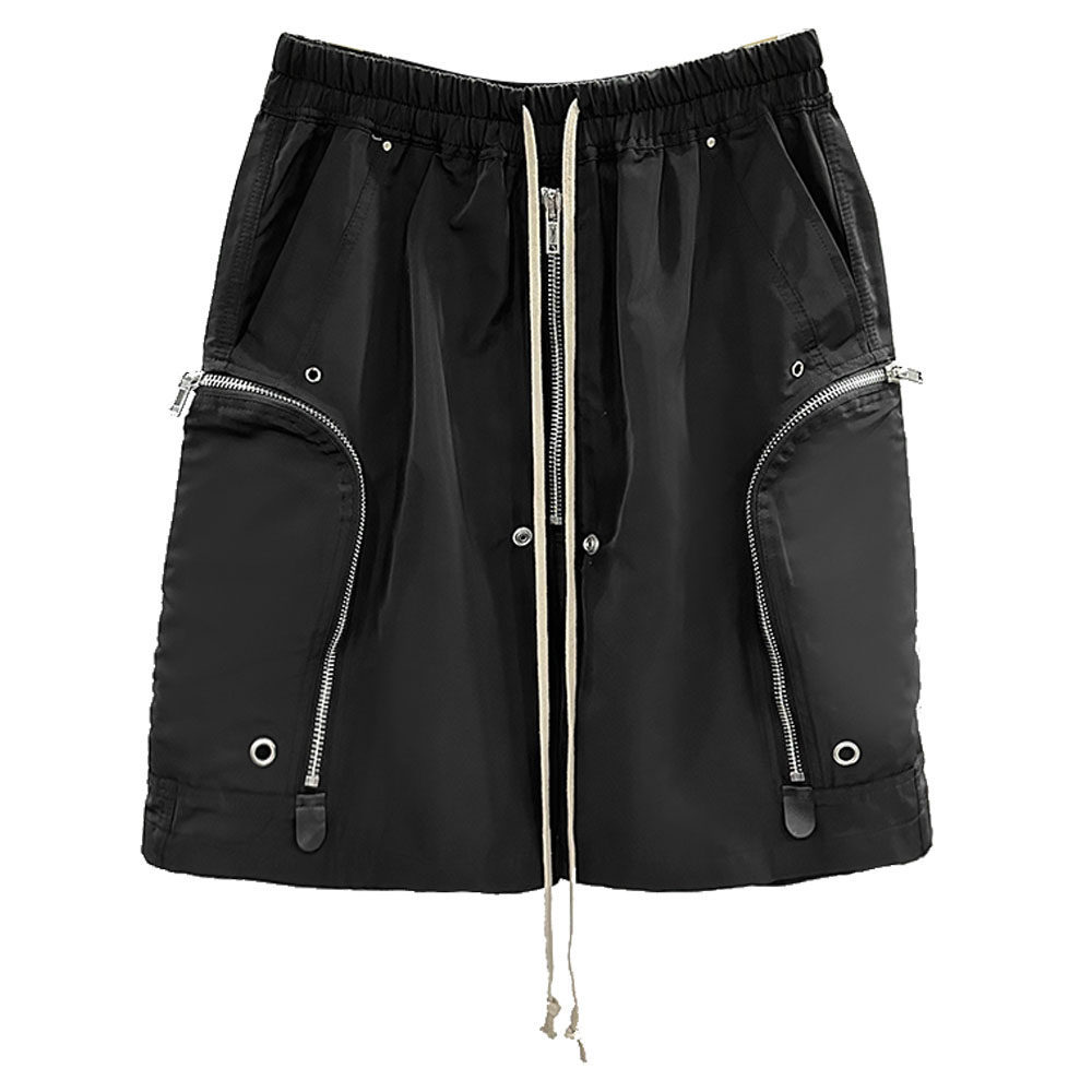 Dark Aesthetic RO-Style Cargo Shorts For Men – Multi-Zip Utility Pockets, Regular Fit, Streetwear Knee-Length Tactical Shorts_voghion.com