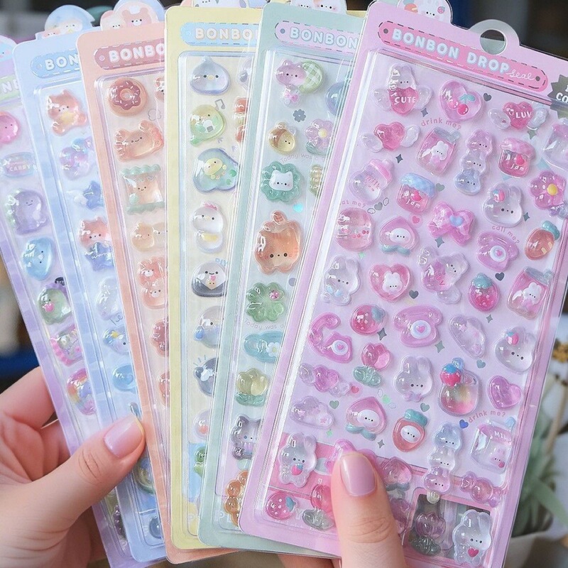 Stickers with High-Looking Cartoon Animals 3D Stereo Crystal Relief Stickers Acrylic Diamond Kidsren and Girls Rewards