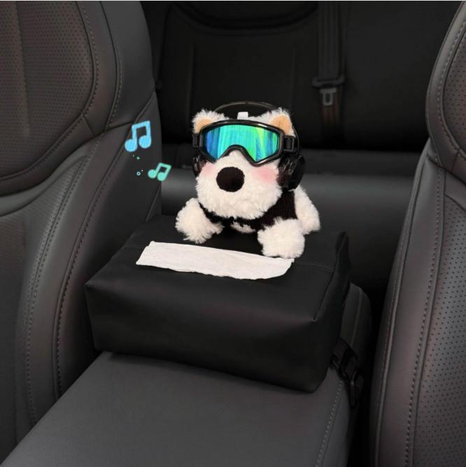 New West Highland Car Tissue Box, Car Armrest Box Tissue Holder, Seat-Mounted Car Tissue Bag, Cute