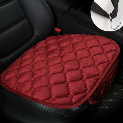 backrest free car three-piece — Seat cushion, seat cover - diamond-plush-passion-red-single-piece-with-pocket-and-hook