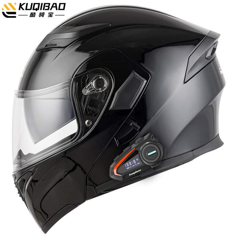 Casco de motocicleta CoolQibao con doble lente abatible antivaho, Bluetooth, batería de larga duración y pantalla, adecuado para uso en pista.