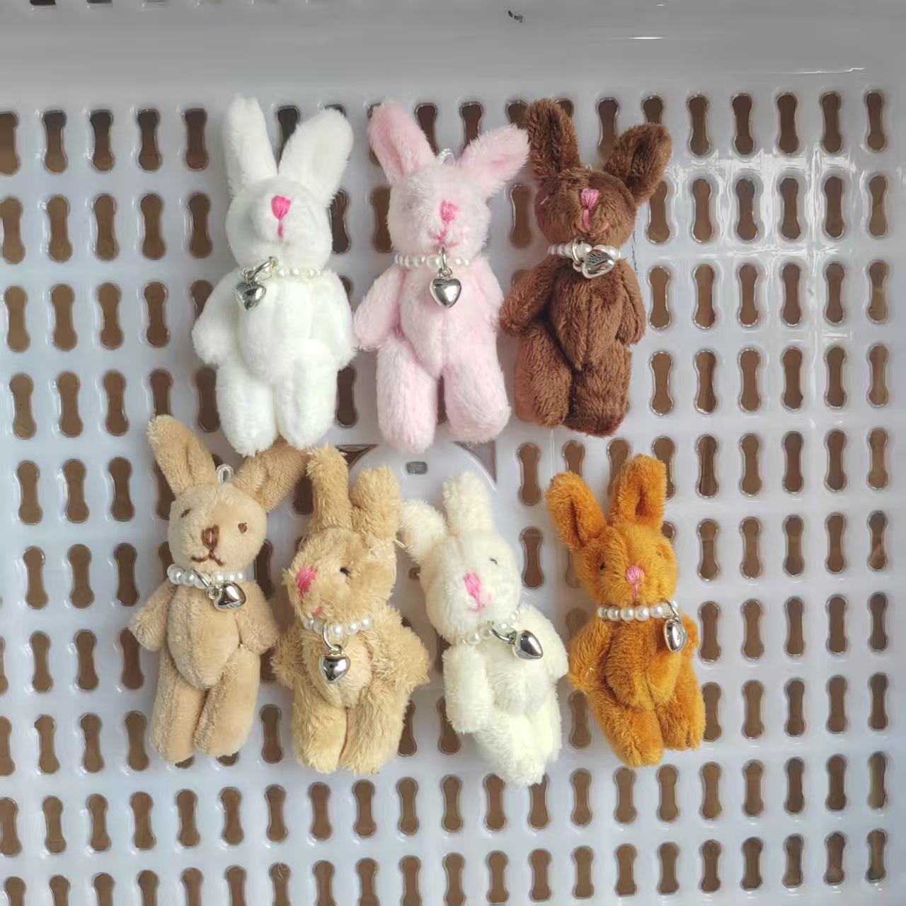 韩国新款爱心毛绒小熊兔子钥匙扣挂件 甜美可爱龙虾扣包包挂饰女