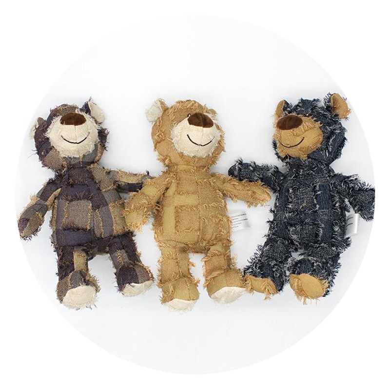Nuevo estilo europeo y americano mascota peluche oso juguete perro mordedura sonido tres colores oso juguete tamaño opcional