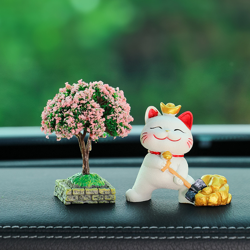 Lucky Cat Car Ornaments Creative Decoration High-End Car Interior Supplies 2025 New Car Interior Decorations for Women