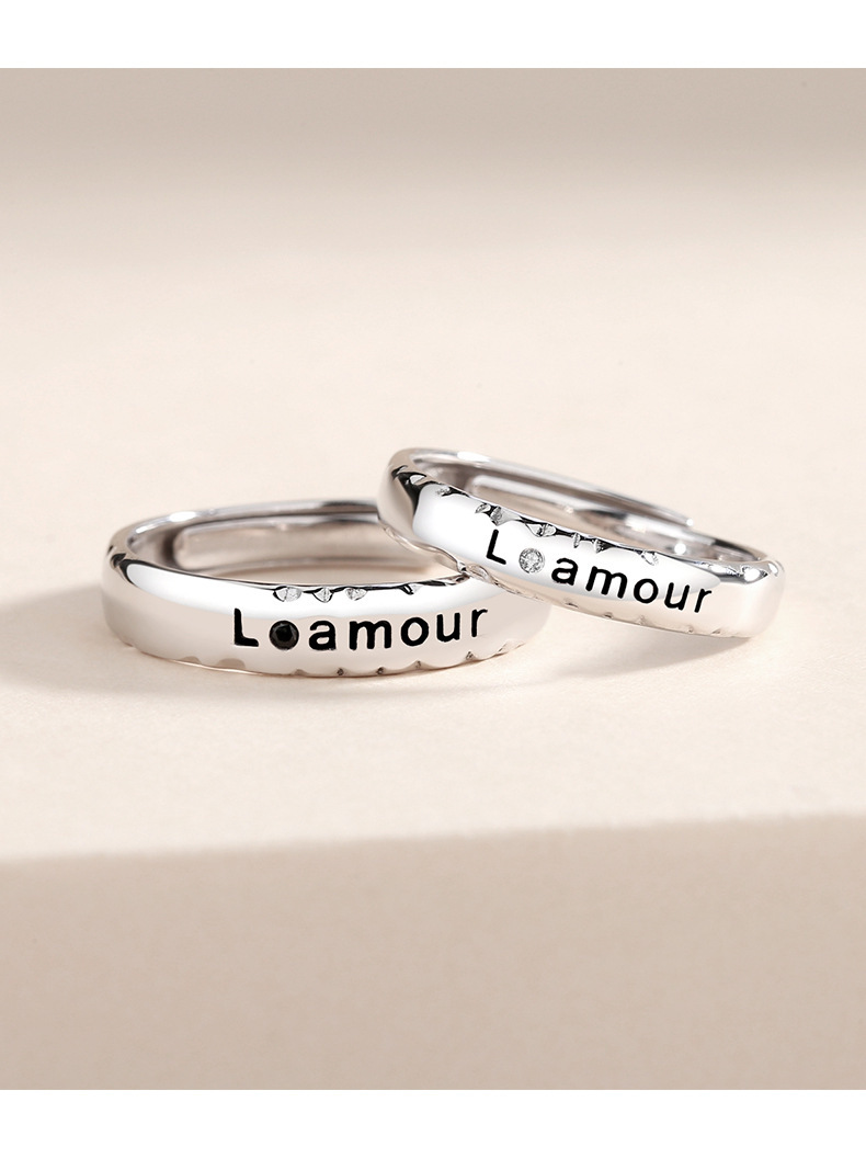 Fashion Letter Sterling Silver Inlay Zircon Rings