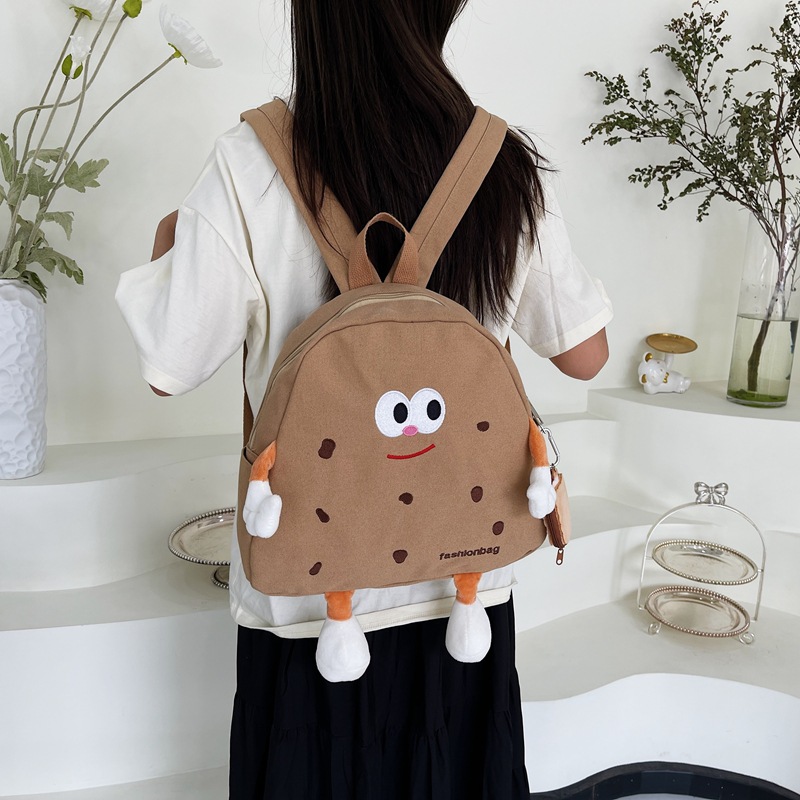 Borsa in tela di formaggio carina Instagram coreana per ragazze morbide, borsa da scuola per bambini, zaino versatile di grande capacità_voghion.com