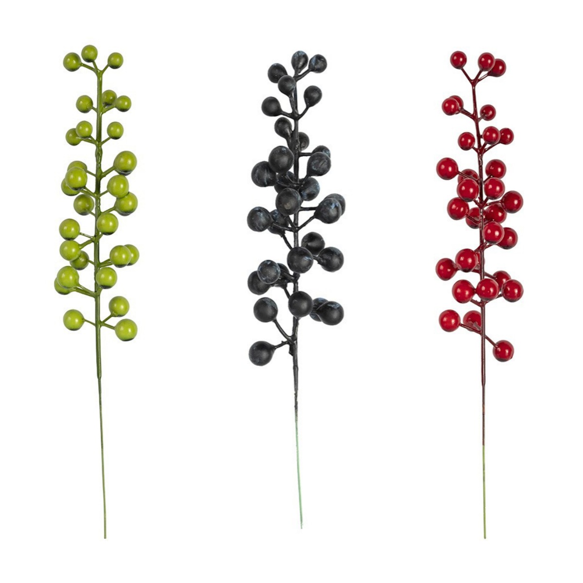 Productos transfronterizos de simulación de bayas de una sola horquilla 30 bolas de frutas ricas cadena de flores hechas a mano accesorios de flores de decoración navideña proveedor de origen