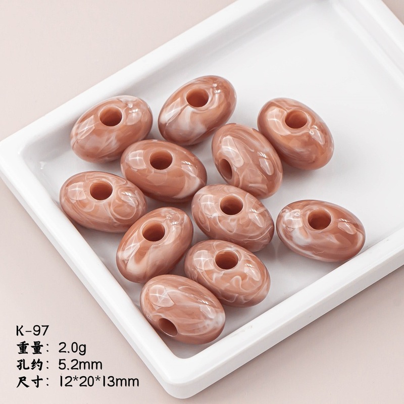 树脂椭圆晕染大孔珠直孔珠挂件服装泳装配饰吊坠散珠DIY饰品配件|undefined