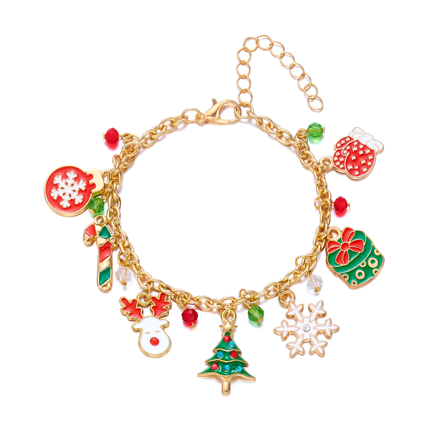Navidad europea y americana transfronteriza nueva creativa de dibujos animados de Navidad pan de jengibre hombre de Navidad colgante de árbol de Navidad pulsera de aleación al por mayor image 15