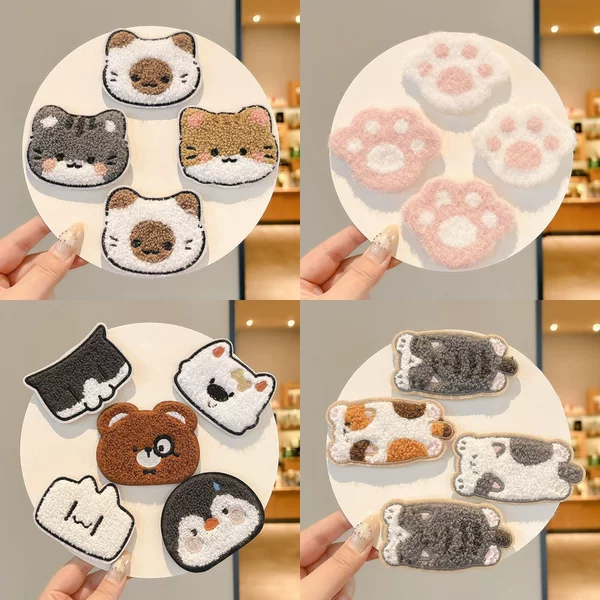 Sweet 2026 new magic tape hair accessories for women, fun autumn and winter back-of-head hair clips, cartoon cute fringe stickers