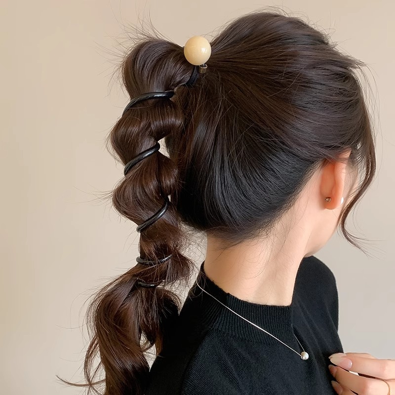 Trenza de burbuja de color café, artefacto de cabello trenzado, cuerda para la cabeza, lazo para el cabello femenino, línea telefónica, lazo para el cabello, temperamento, cola de caballo, cuerda para el cabello, banda de goma, accesorios para el cabello